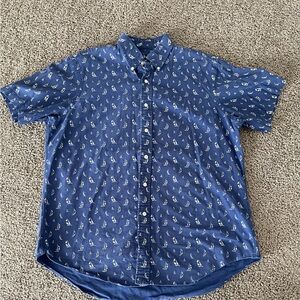 Ralph Lauren‎ short sleeve button down shirt large sailboat 100% cotton travel